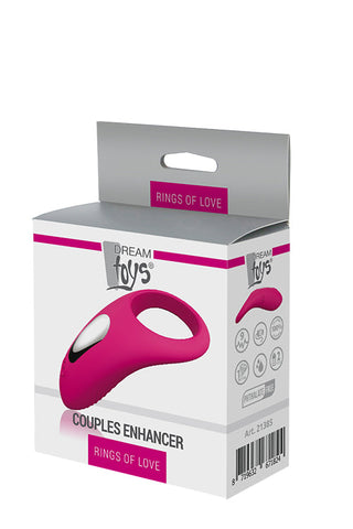 Vibrerande Penisring - Couples Enhancer är en rosa parenhancer med en ringformad design gjord av silikon sexleksaker, perfekt för att förstärka intima upplevelser.