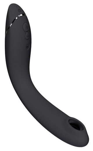Womanizer OG är en elegant, svängd svart enhet med Pleasure Air™-teknik och sidokontrollknappar.