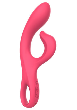 Möt Endless Orgasm Vibrator, ett rött ergonomiskt mästerverk tillverkat av kroppssäkert silikonmaterial. Dess dubbla stimulering inkluderar ett öglehandtag och sidokontrollknappar för att utforska olika vibrationslägen, vilket säkerställer oöverträffad njutning.