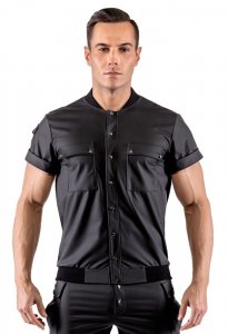 Skjorta stretch svart med tryckknappar fram och fickor